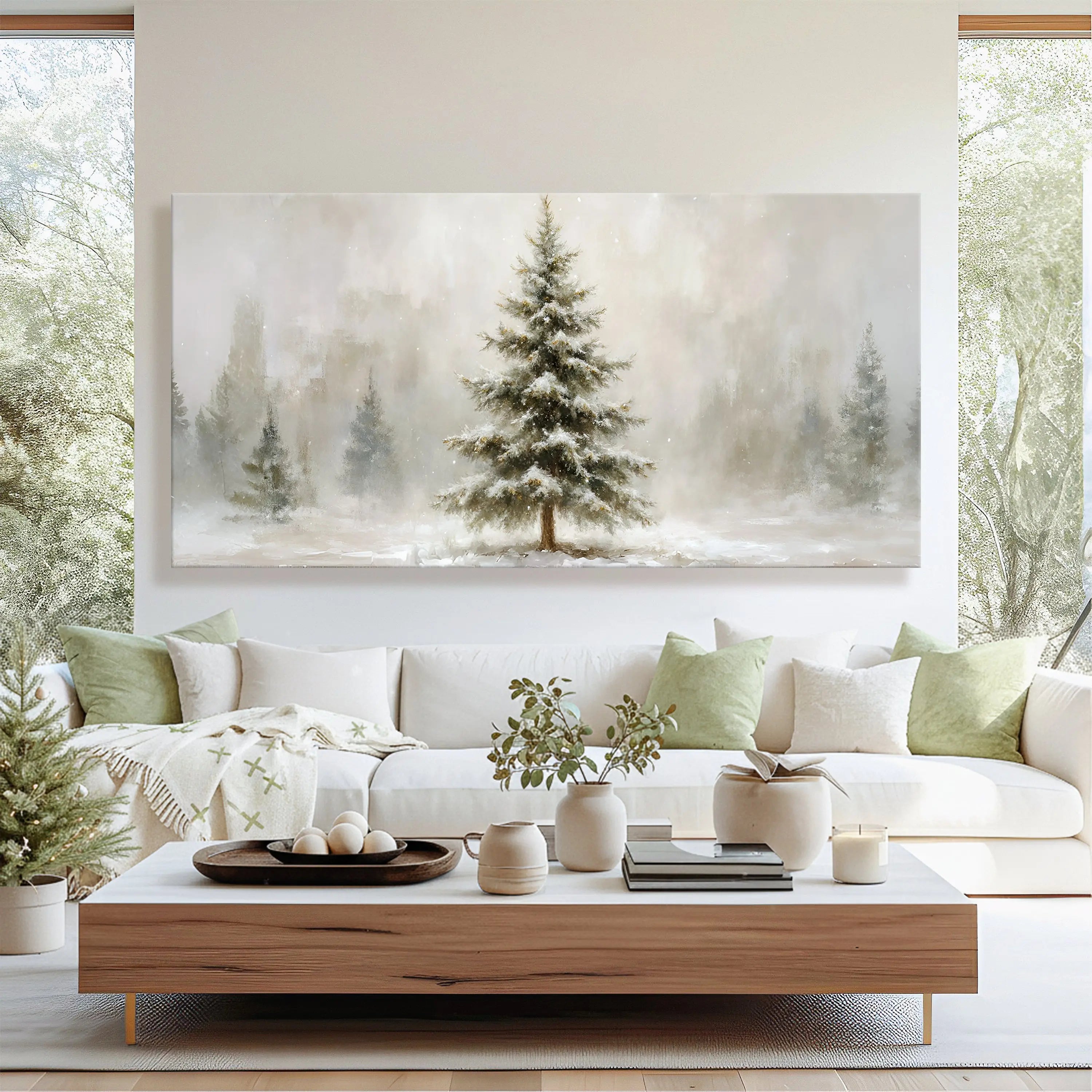 Snowy Christmas Tree Christmas Wall Art suitedtosucceed